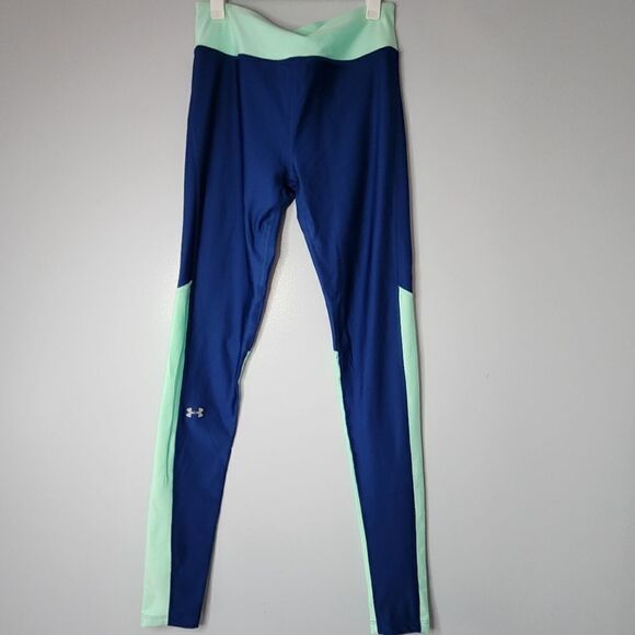 Under Armour Women's High Rise Full Length Leggings Compression Heat Gear Blue S - Picture 1 of 5